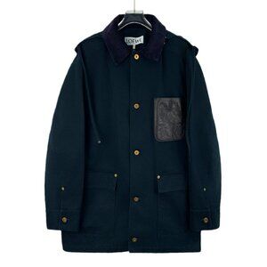 Loewe Dark green cotton hooded single-breasted long-sleeve jacket